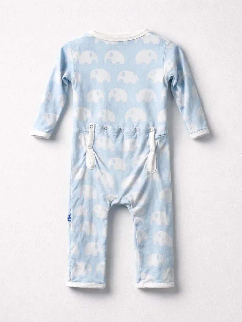Kickee Pants blue bamboo elephant one piece sleeper size 3-6 months